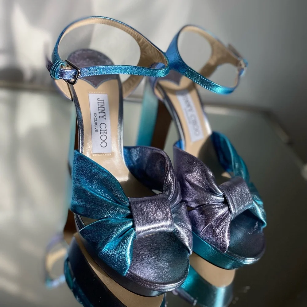 New Jimmy Choo Heloise Ombre Ankle-Strap Platform Sandals 36 $995 - Picture 3 of 14